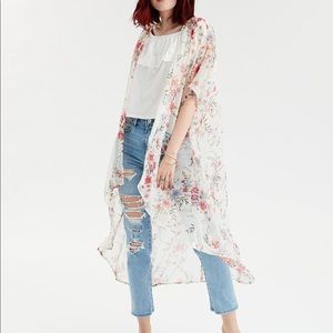 American Eagle Sheer Chiffon Pleated Kimono